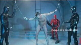 Masked men dressed in leather gay sex porn video