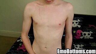 This sexy emo twink is jerking his big cock off porn video