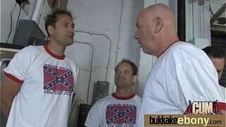 Sexy ebony gangbanged and spunked on 6 porn video