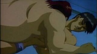 Threesome hentai guys having hard sex porn video